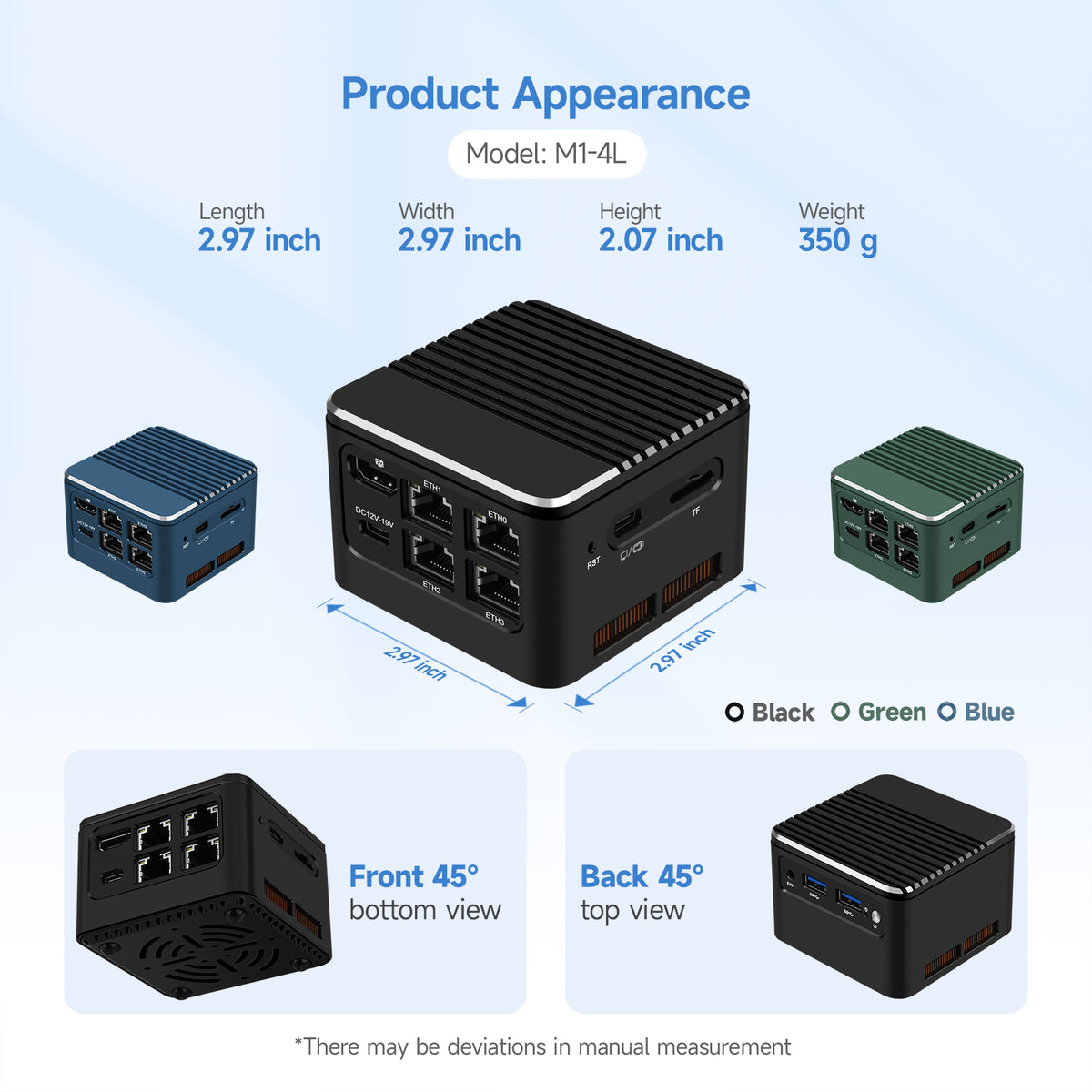 Romindly M1-4L Network Firewall, Intel N150/N300/I3-N305 Mini Desktop Computer 4 LAN 2.5GbE ,HDMI+Type-C 4K Output Mini Desktop Computer
