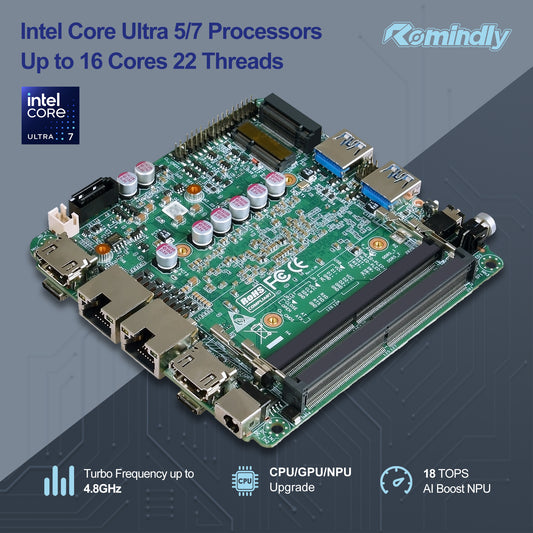 Romindly Intel Ultra 155H/125H Mini AI Industrial Control Motherboard, 11TOPS NPU, for Robot Control