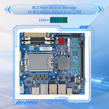 Romindly Mini-ITX H610 Motherboard  DDR4 Dual RAM, Triple LAN Ports 6×COM Custom Original Factory Solution