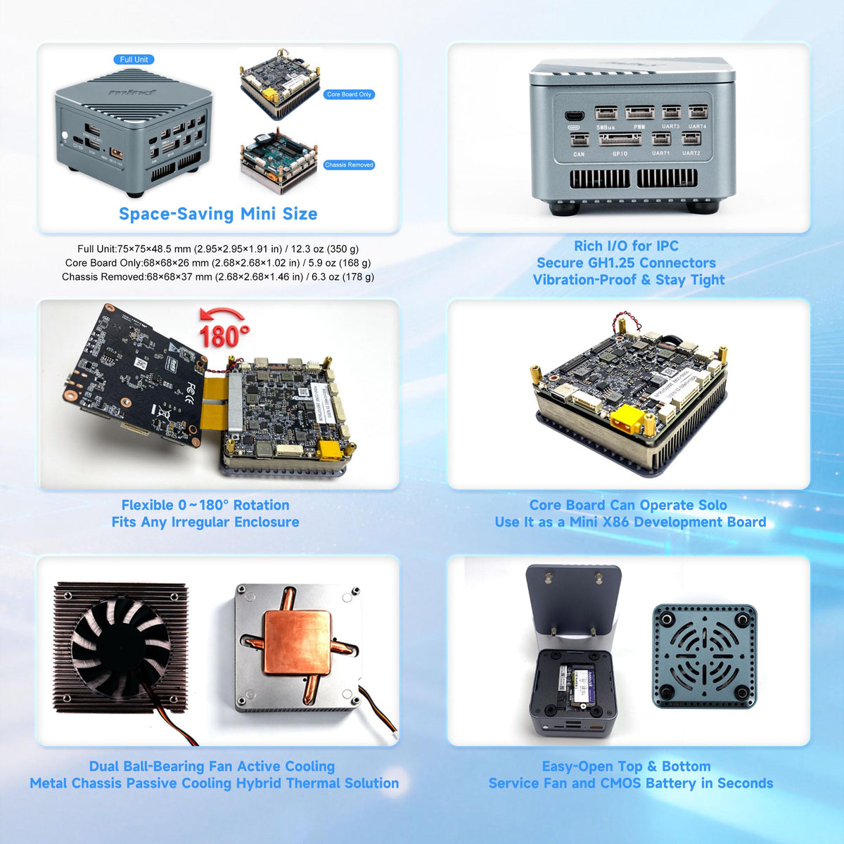 Romindly Mind, Micro IPC robot & drone  Intel i3-N305 DDR5 eMMC+M.2 NVMe 4×UART